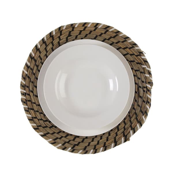 Bordsunderlägg Versa Vit Svart Textil Vattenhyacint 38 cm
