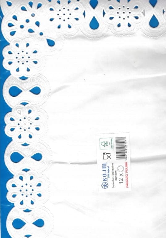 Rektangulære papirservietter 30x40 cm 12 stk. hvide