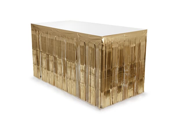 Foliefod med frynser, elegant guld, 300x80 cm