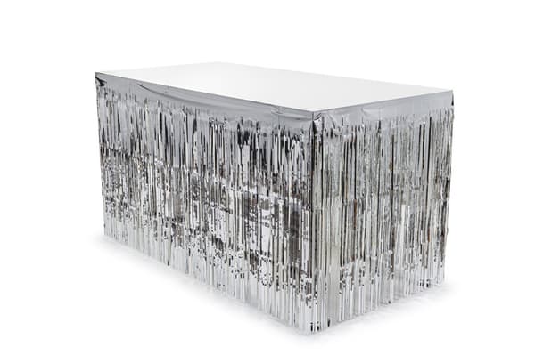 Foliefod med frynser, sølv, 300x80 cm