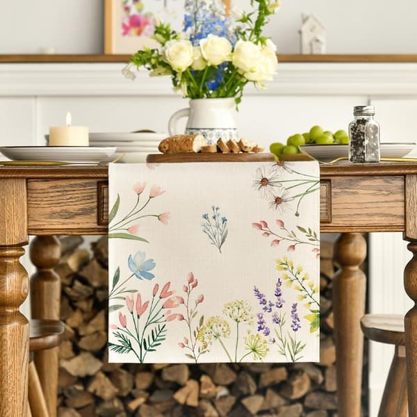 Lollanda Växt blommor vår bordslöpare, sommar säsong kök bord dekoration inomhus semester fest dekor 40 x 140 cm