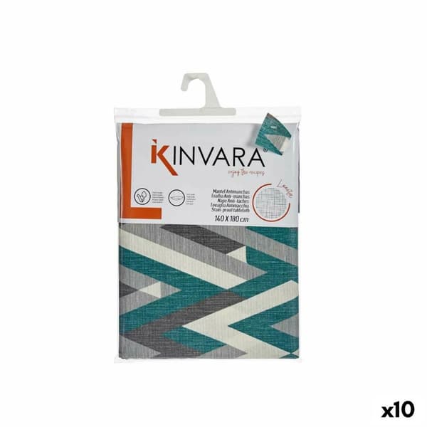 Bordsduk Kinvara ZIGI-21469-VERDE Grön Tunn kanvas 140 x 180 cm Anti-fläckar Ränder (10 antal)