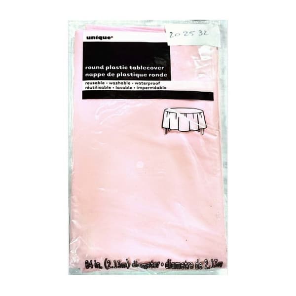 Unique Party Round Plastic Plain Tablecover Pastel Pink One Size
