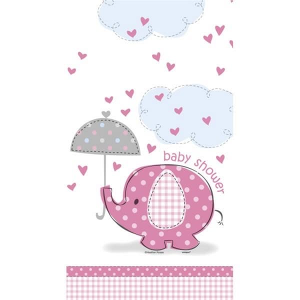 Unique Party Umbrellaphants Baby Shower Pink Tablecover Pink/White One Size