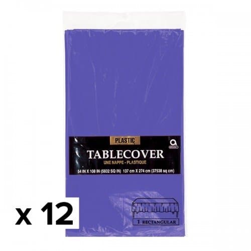 Amscan Rectangular Plastic Tablecover (Pack Of 12) New Purple 137cm x 274cm