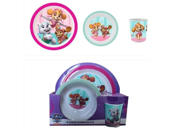 Paw Patrol spisesæt i tre dele - lyserød