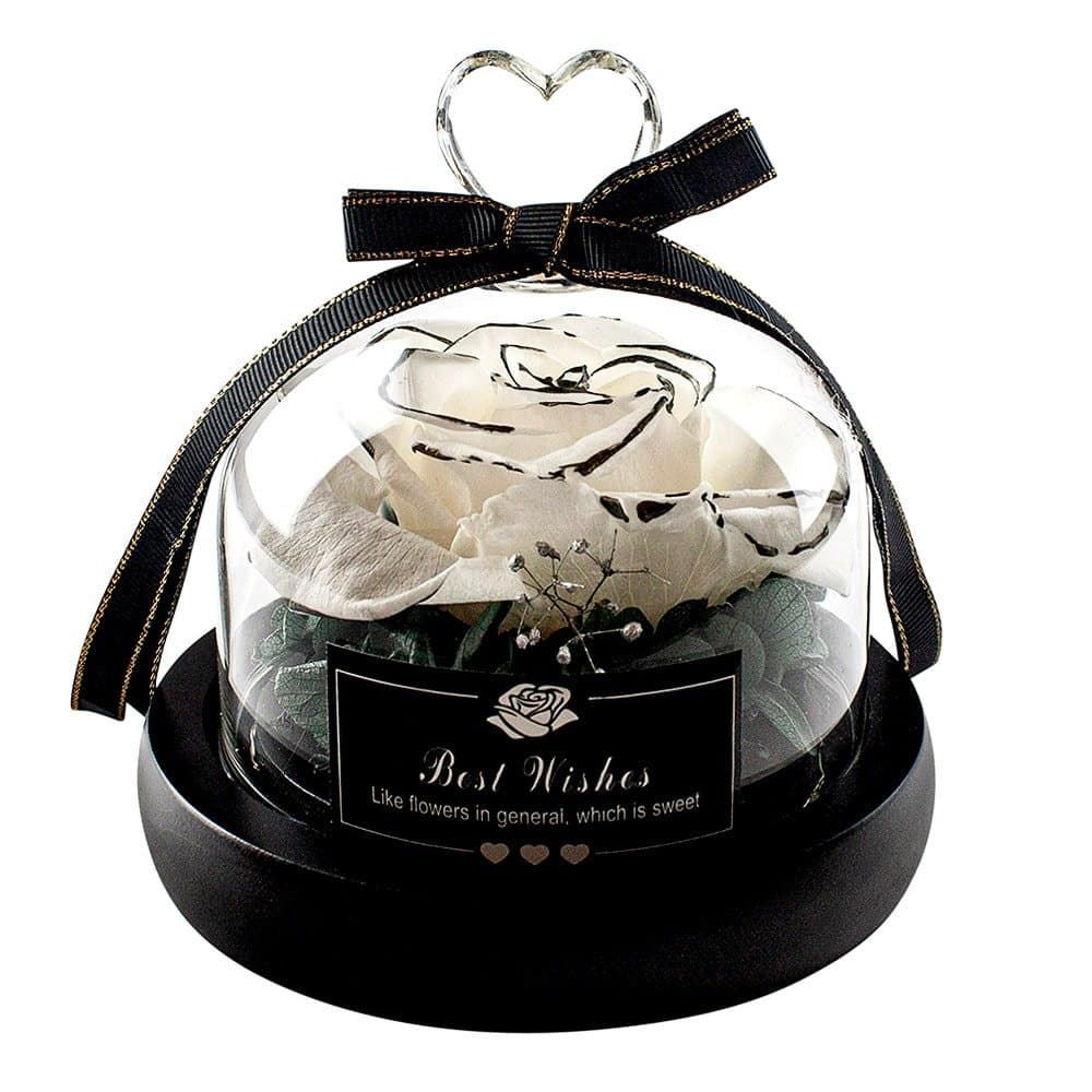 Liten Evighetsros - Vit med skimrande detaljer