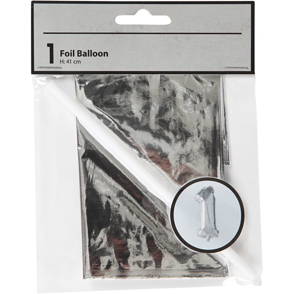 Folieballong, silver, 1, H: 41 cm, 1 st.