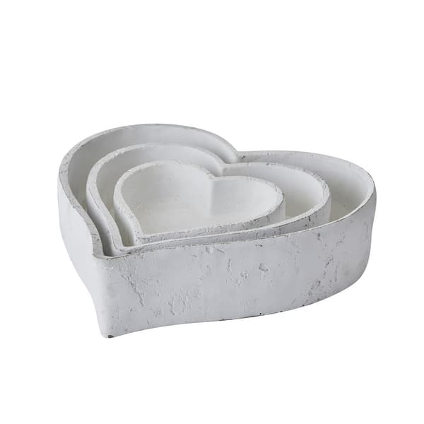 Hill Interiors Dekorativ skål med hjärta i keramik (3 st) White One Size