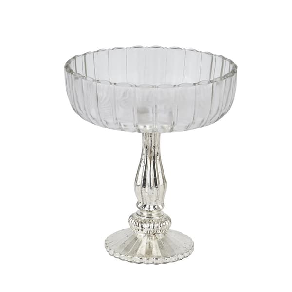 Hill Interiors Fluted Decorative Bowl Clear/Silver 23cm x 20cm x 20cm