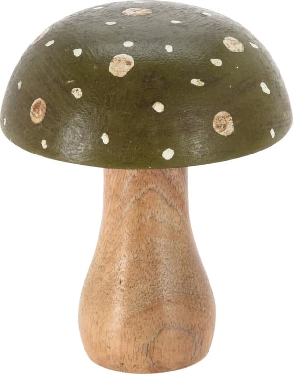 Svamp Grön Brun Beige Dekoration Trä 9x15 cm