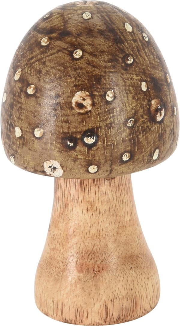 Svamp Grön Brun Beige Dekoration Trä 9x15 cm