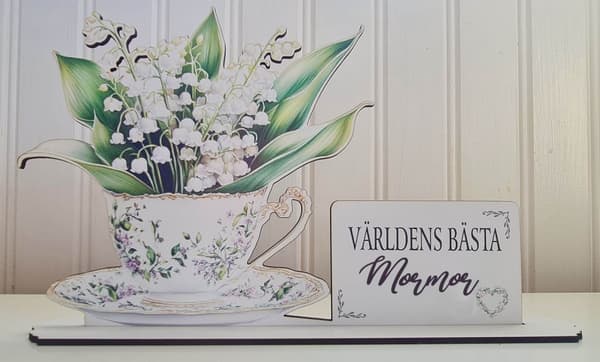 Världens bästa Mormor – Present med Liljekonvalj i Tekopp