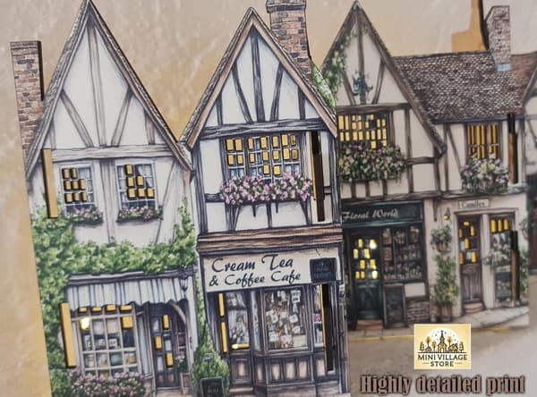 Mini byscen – LED-vänlig design by i engelsk stil -Tudor mini village