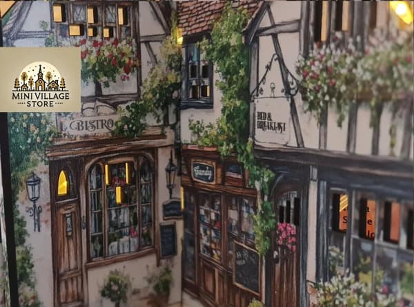 Mini byscen – LED-vänlig design by i engelsk stil -Tudor mini village