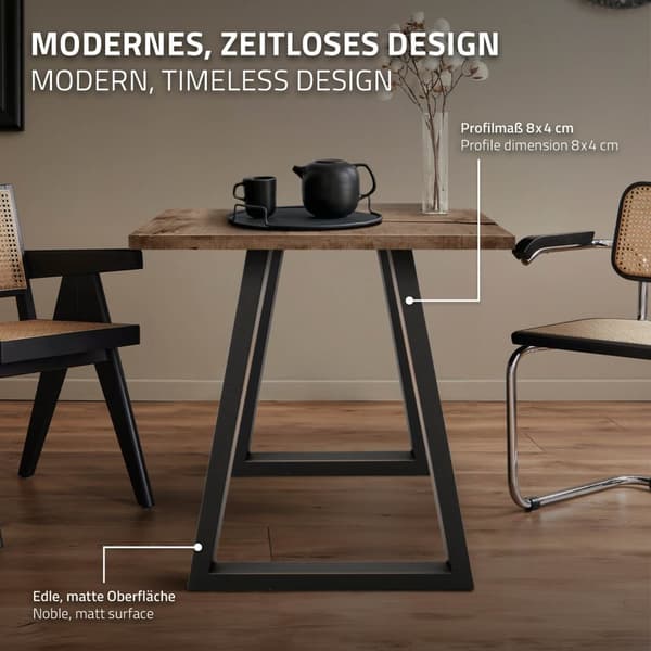 Tabel ben tabelramme trapezformet designe industrielt design bordfod 60 x 72 cm stål