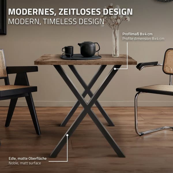 Table legs tabelramme X bordben industrielt design Bordfod 60 x 72 cm stål