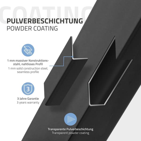ECD Germany 2-delat bordsstativ i A-form A-design 70 x 72 cm tillverkat av pulverlackerat stål svart i industriell design Bordsfot, bordsben,