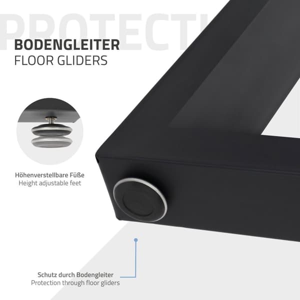 ECD Germany 2-delt bordben - 60 x 72 cm - lavet af pulverlakeret stål - sort industrielt design - bordrammesæt, bordskinner, bordfødder, bordfod