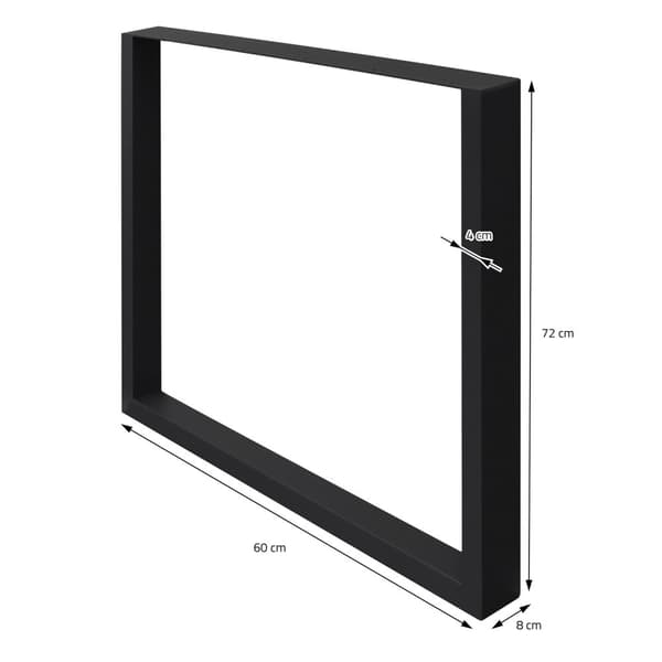 ECD Germany 2-delt bordben - 60 x 72 cm - lavet af pulverlakeret stål - sort industrielt design - bordrammesæt, bordskinner, bordfødder, bordfod