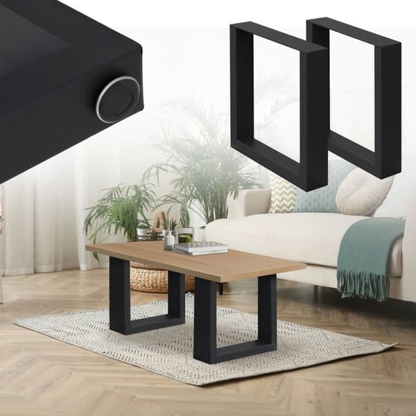 ECD Germany Tvådelade bordsben - 40 x 43 cm - av pulverlackerat stål - svart - industriell design - bordsram, bordslöpare, bordsfötter, bordsfot