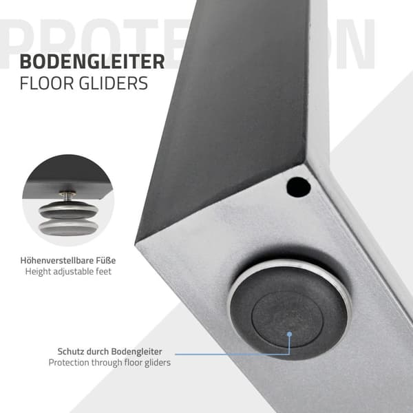 ECD Germany 2x bordslöpare tillverkade av fyrkantiga profiler 80 x 72 cm grått pulver belagt stålindustrin Tappning tabell stöd bordsben bordsfot