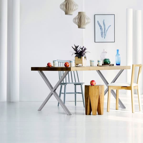ECD Germany 2X Taulukko jalat X-Design X-muoto, 60x72cm, harmaa, jauhemaalattu teräs, teollinen muotoilu, metallipöytä Base Table Frame Furning Feet