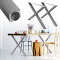 Pikkukuva 1 / 7: ECD Germany 2X Taulukko jalat X-Design X-muoto, 60x72cm, harmaa, jauhemaalattu teräs, teollinen muotoilu, metallipöytä Base Table Frame Furning Feet