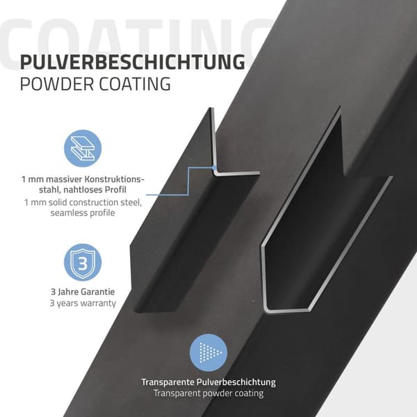 ECD Germany 2x Bordben X-form X-Design, 60 x 72 cm, pulverlakeret stål, industrielt design, metalbord