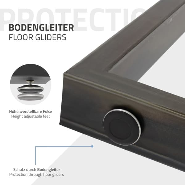 ECD Germany 2x Bordben X-form X-Design, 60 x 72 cm, pulverlakeret stål, industrielt design, metalbord