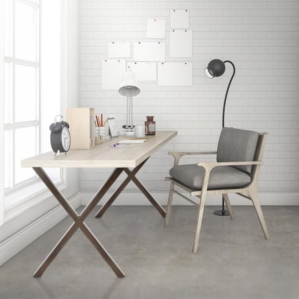 ECD Germany 2x Bordben X-form X-Design, 60 x 72 cm, pulverlakeret stål, industrielt design, metalbord
