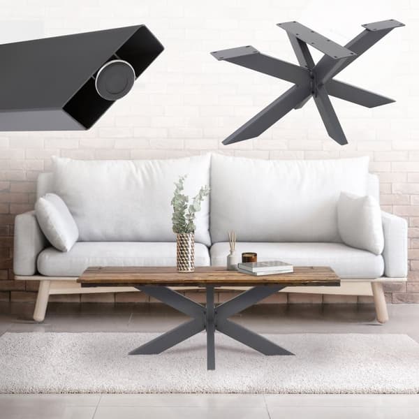 ML Design bordsram spindel 98x58x43cm, antracit, cruising crack cross x-design bord fötter möbler fötter, tungt bord kudde stål, metallbord läcker