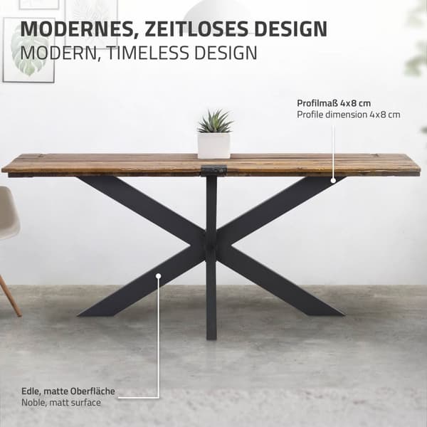 ML Design bordsram spindel 78x71x120 cm, svart, cruising kors x-design bord fötter möbler fötter, tungt bord kor stål, metall bord läcker, DIY matbord
