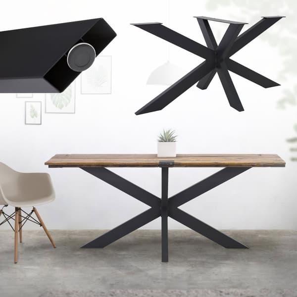 ML Design Table Frame Spider 78x71x120 cm, Sort, Cruising Cross X-Design Table Feet Fødder Fødder, Heavy Duty Table Køer Stål, Metalbord Læg