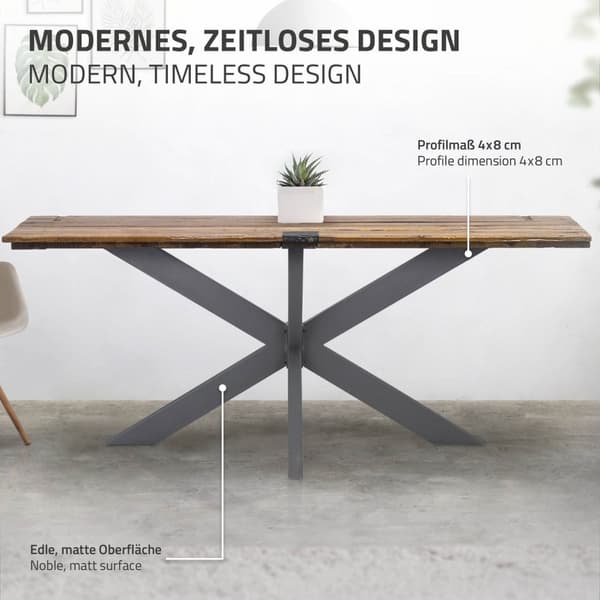 ML Design Table Scarf Spider 78x71x120cm, antracit, Cruising Crack Cross X-Design Table Feet Møbler Fødder, Heavy Duty Table Capture Stål