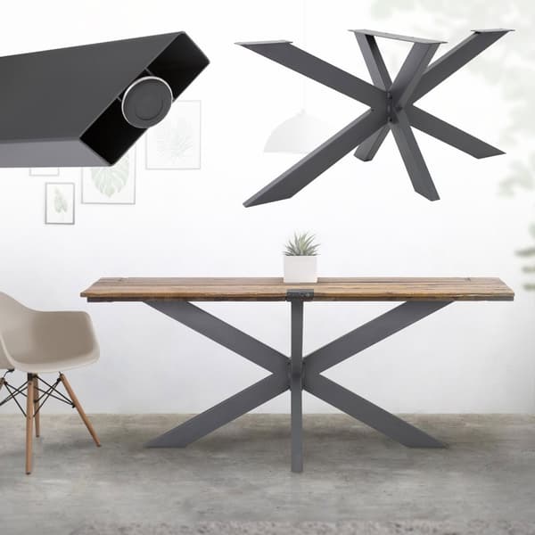 ML Design Table Scarf Spider 78x71x120cm, antracit, Cruising Crack Cross X-Design Table Feet Møbler Fødder, Heavy Duty Table Capture Stål