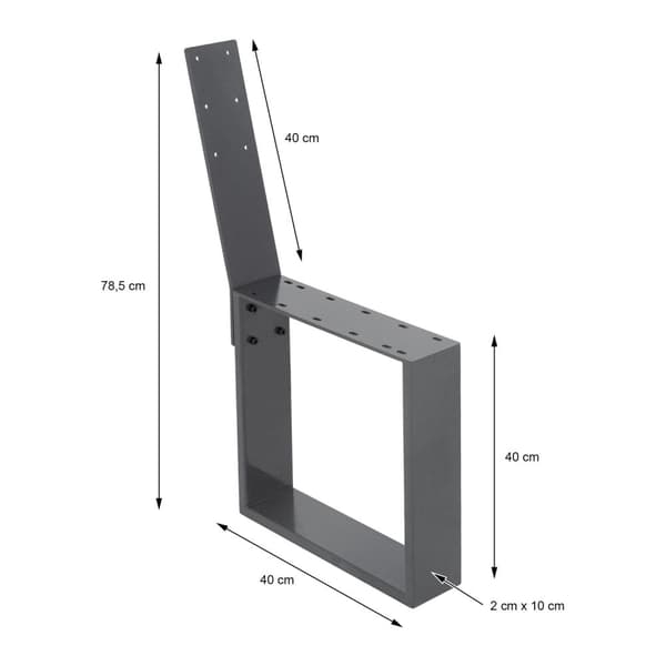 Bænkben sæt af 2 40x78,5 cm antracit stål ML-Design