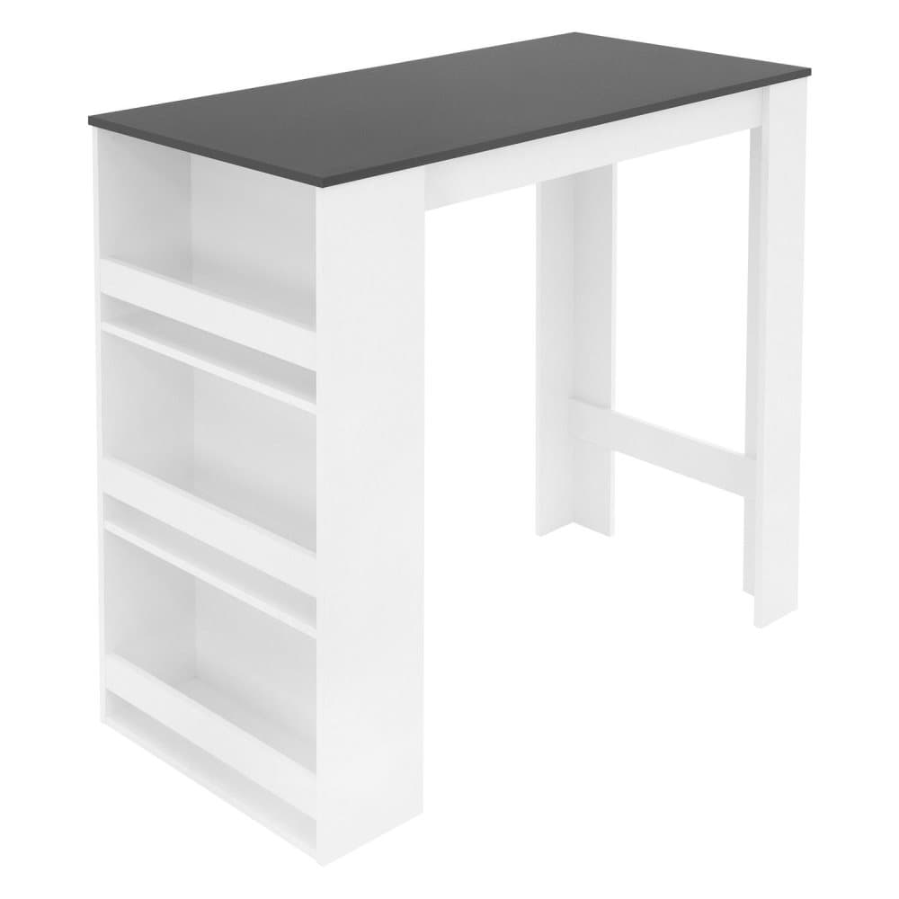 Barbord med hylla i 3 nivåer 117x106x57 cm Vit/Antracit av trä ML-Design