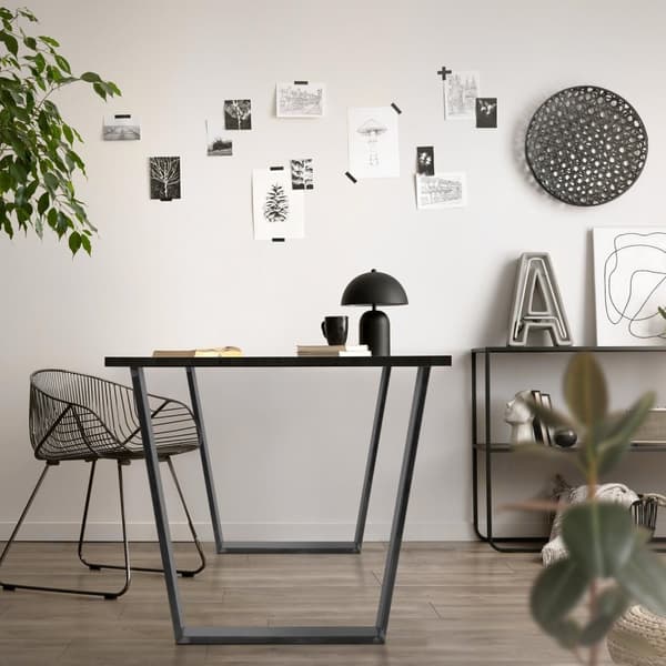 ML-Design 2 kpl pöytäjalkoja; trapezoidi 75x72 cm; V-muoto; teollinen; profiili 8x2 cm; pulverimaalattu teräs; kallistettu; teollinen muotoilu;