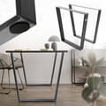 Pikkukuva 1 / 8: ML-Design 2 kpl pöytäjalkoja; trapezoidi 75x72 cm; V-muoto; teollinen; profiili 8x2 cm; pulverimaalattu teräs; kallistettu; teollinen muotoilu;