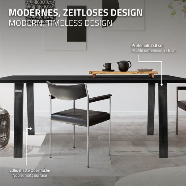 ML-Design 2 stk. Bordben Loft 75x72 cm; Industriel; Profil 8x2 cm; af stål; Industrielt design; U-form; Metal bordramme scandic; Bordben