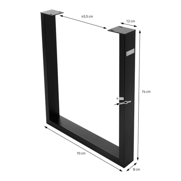 ML-Design 2-delat bordssystem 70 x 74 cm i U-form; metall; svart; industriell design; justerbar golvskydd; bågbord för matbord och skrivbord;