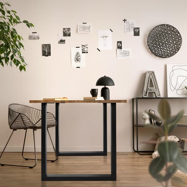 ML-Design 2 kpl pöytäjalusta 70 x 74 cm U-muodossa; metalli; musta; teollinen muotoilu; säädettävä lattiasuoja; jalkarakenne ruokapöydille ja