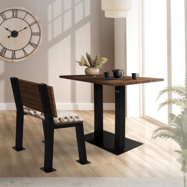 ML-Design 2 stk. H-formede bænkeben 47x77;5cm i sort stål; stabile; vejrbestandige og rustfri; metalbænkestativ med ryglæn til udendørs brug; DIY