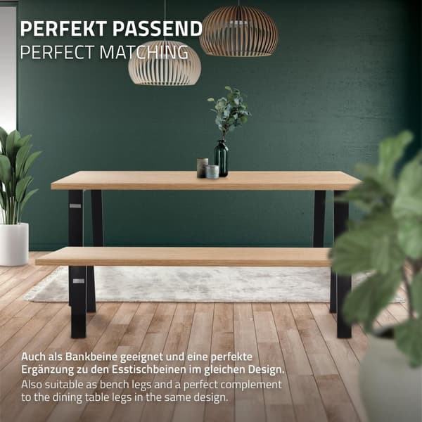 ML-Design 2 kpl pöytäjalkoja Loft 44x42 cm; musta; profiili 8x2 cm; teräksestä; teollinen muotoilu; U-muoto; metallinen pöytäkehys scandic;