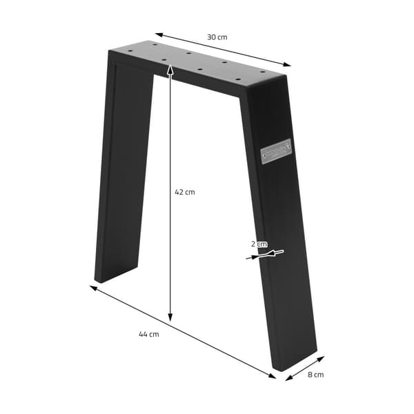 ML-Design 2 kpl pöytäjalkoja Loft 44x42 cm; musta; profiili 8x2 cm; teräksestä; teollinen muotoilu; U-muoto; metallinen pöytäkehys scandic;