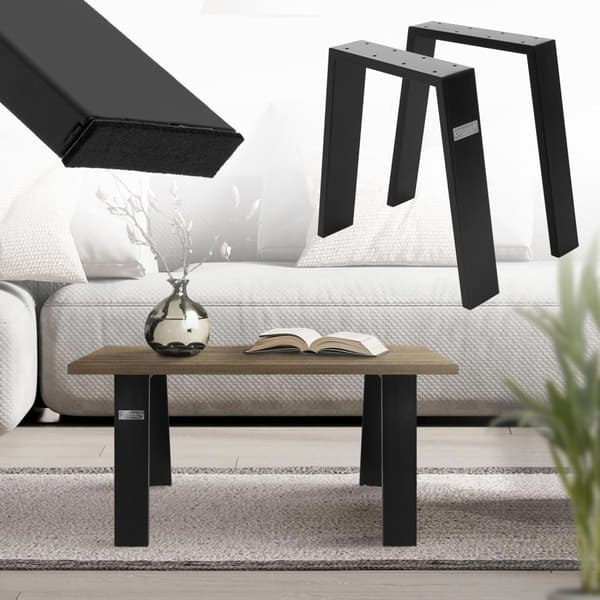 ML-Design 2 kpl pöytäjalkoja Loft 44x42 cm; musta; profiili 8x2 cm; teräksestä; teollinen muotoilu; U-muoto; metallinen pöytäkehys scandic;