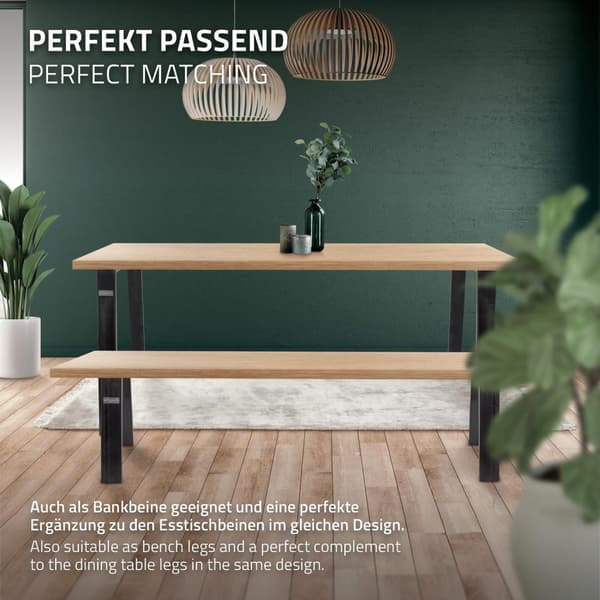 ML-Design 2-pack Bordben Loft 44x42 cm; Industriell; Profil 8x2 cm; av Stål; Industriell design; U-form; Metallbordstativ scandic; Bordben Möbelfüße;