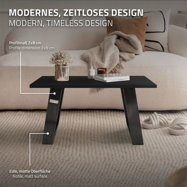 ML-Design 2-pack Bordben 80 graders lutning; 40x43 cm; industriell stil; profil 8x2 cm; snedställda bordsben; metallmöbelben; lutande stålram för
