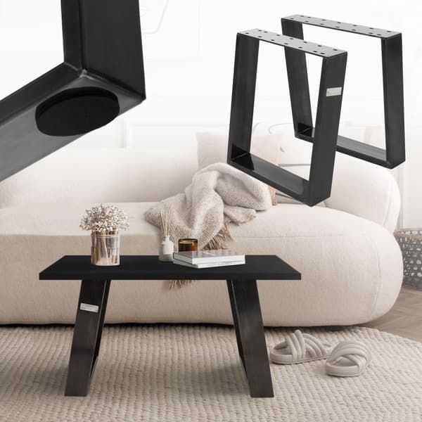 ML-Design 2 kpl pöytäjalat 80 asteen kulmalla; 40x43 cm; teollinen; profiili 8x2 cm; viistot pöytäjalat; metalliset huonekalujalat; teräksinen